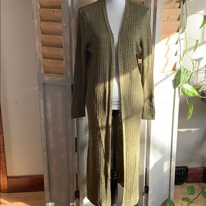 FF olive green full length sweater cardigan